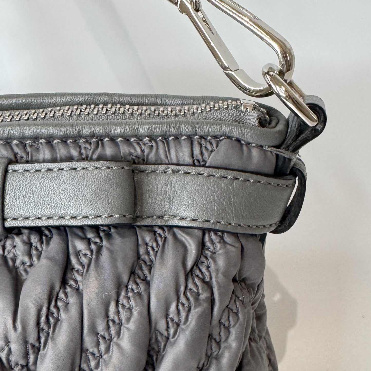 Coach Madison Grey Quilted Nylon & Leather Trip Tote Bag