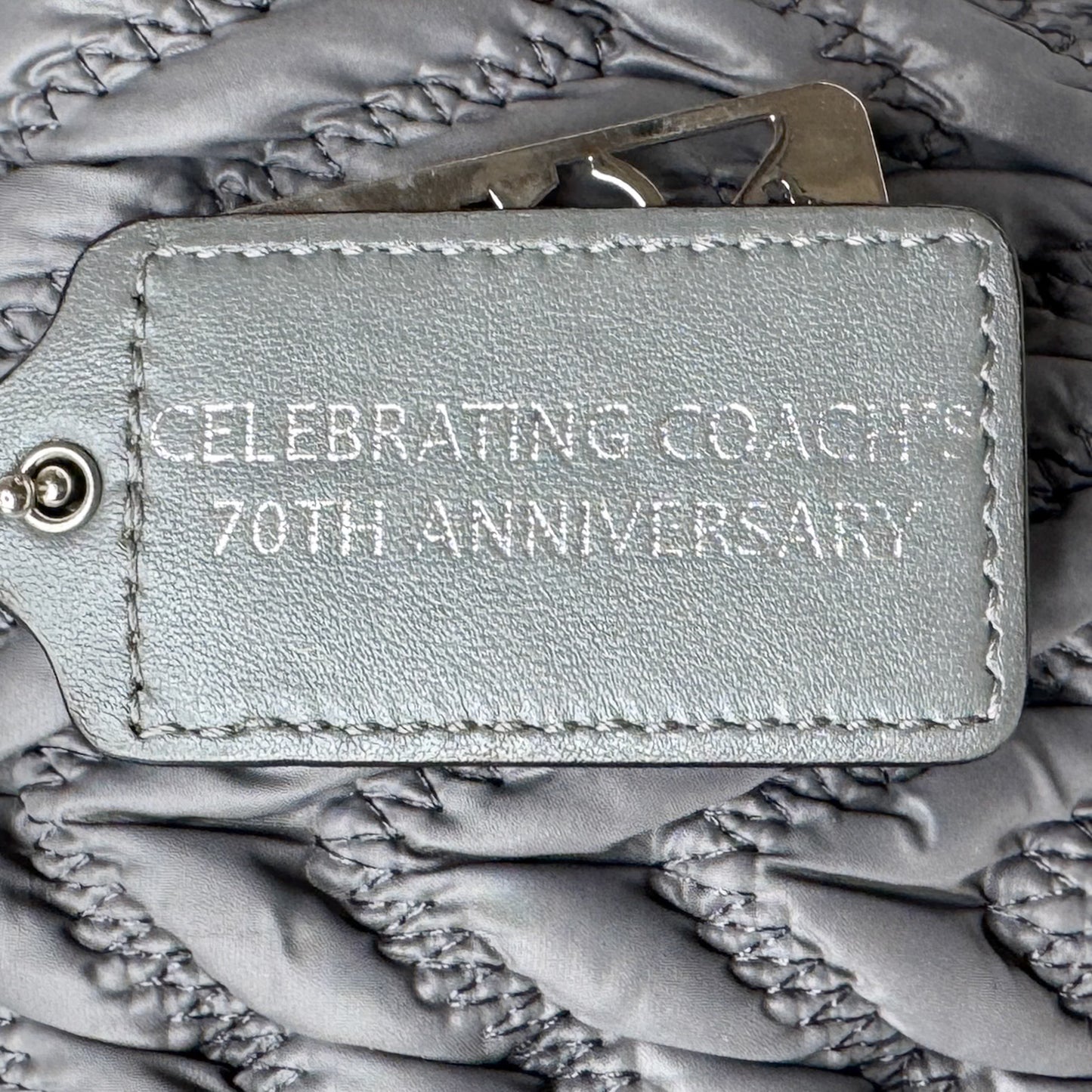 Coach Madison Grey Quilted Nylon & Leather Trip Tote Bag