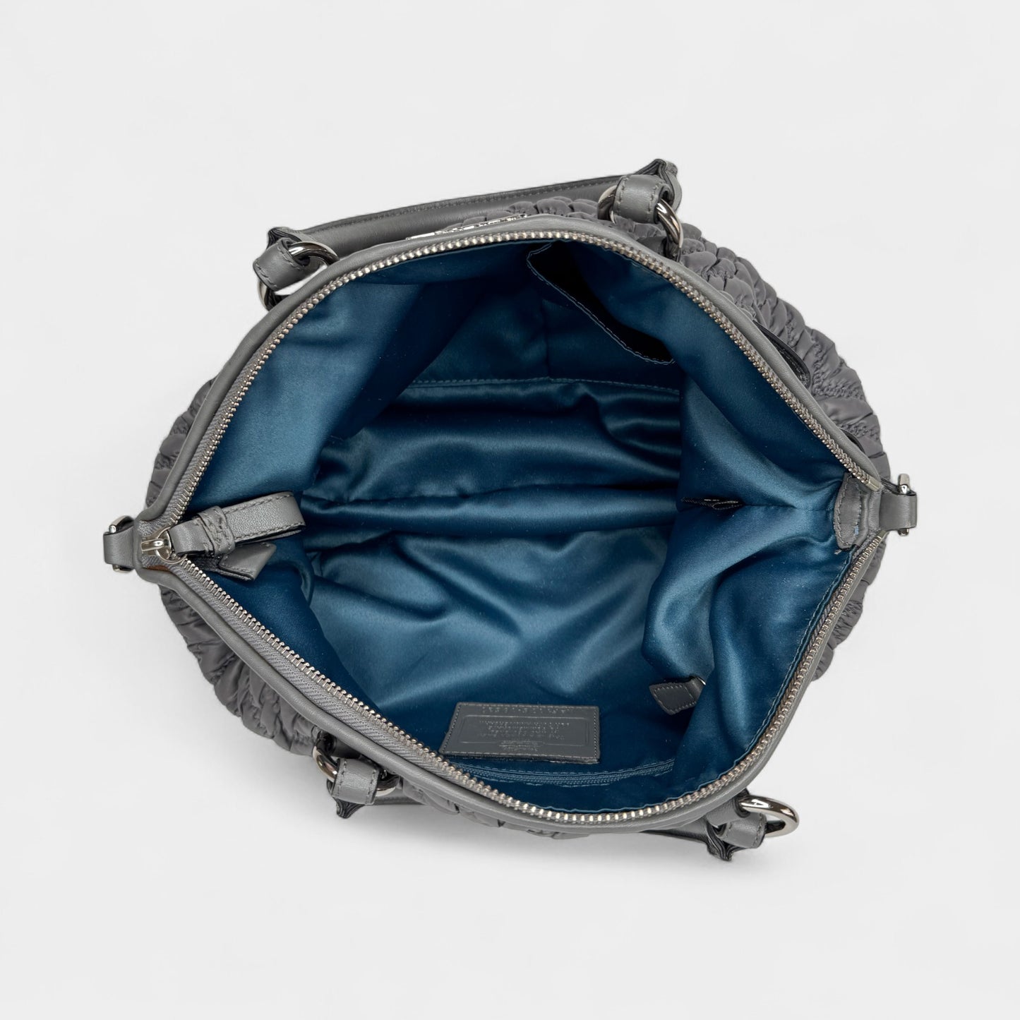 Coach Madison Grey Quilted Nylon & Leather Trip Tote Bag