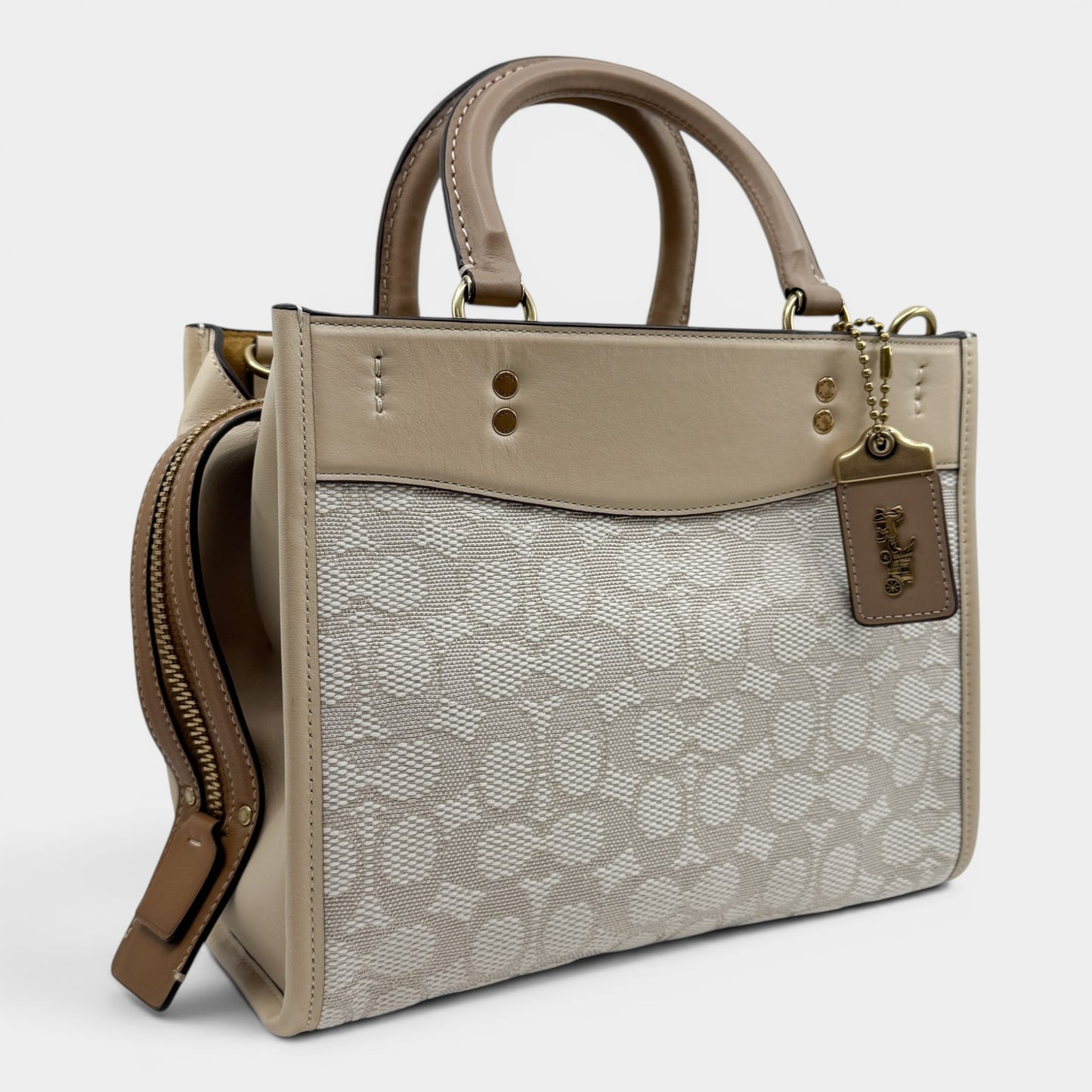 Coach Rogue 25 Jacquard Chalk Ivory Multi Satchel Crossbody Bag [CA302]