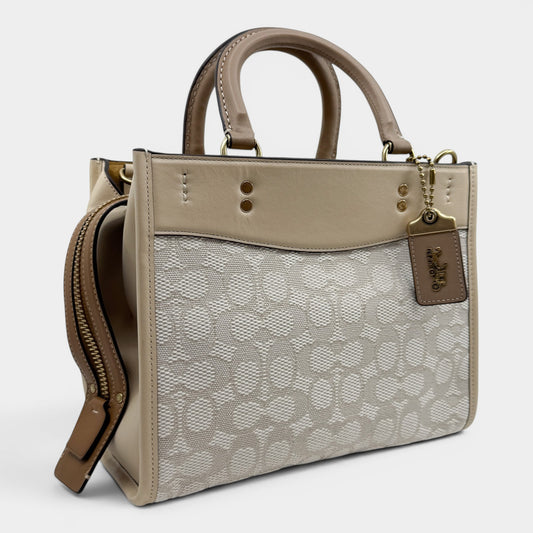Coach Rogue 25 Jacquard Chalk Ivory Multi Satchel Crossbody Bag [CA302]
