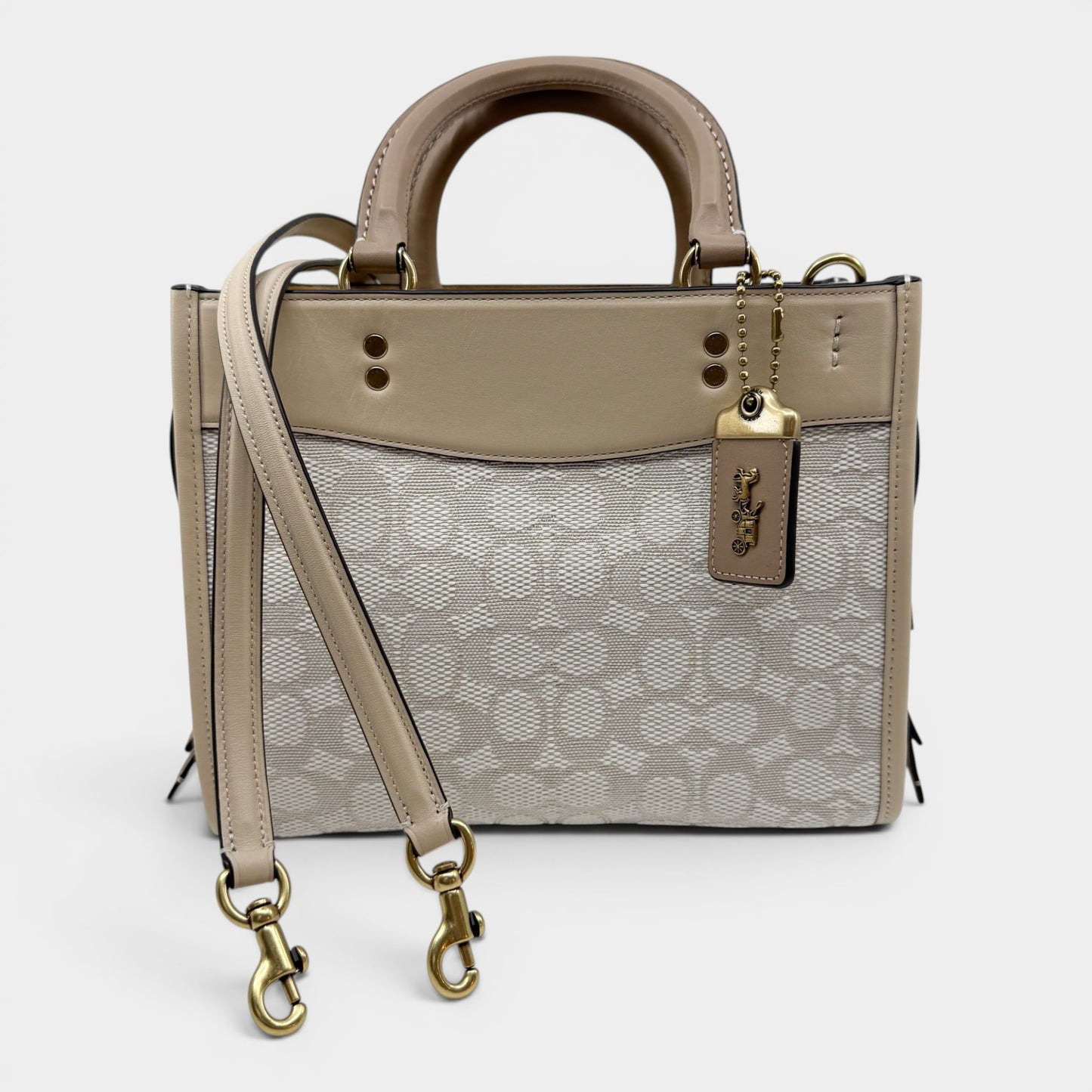 Coach Rogue 25 Jacquard Chalk Ivory Multi Satchel Crossbody Bag [CA302]