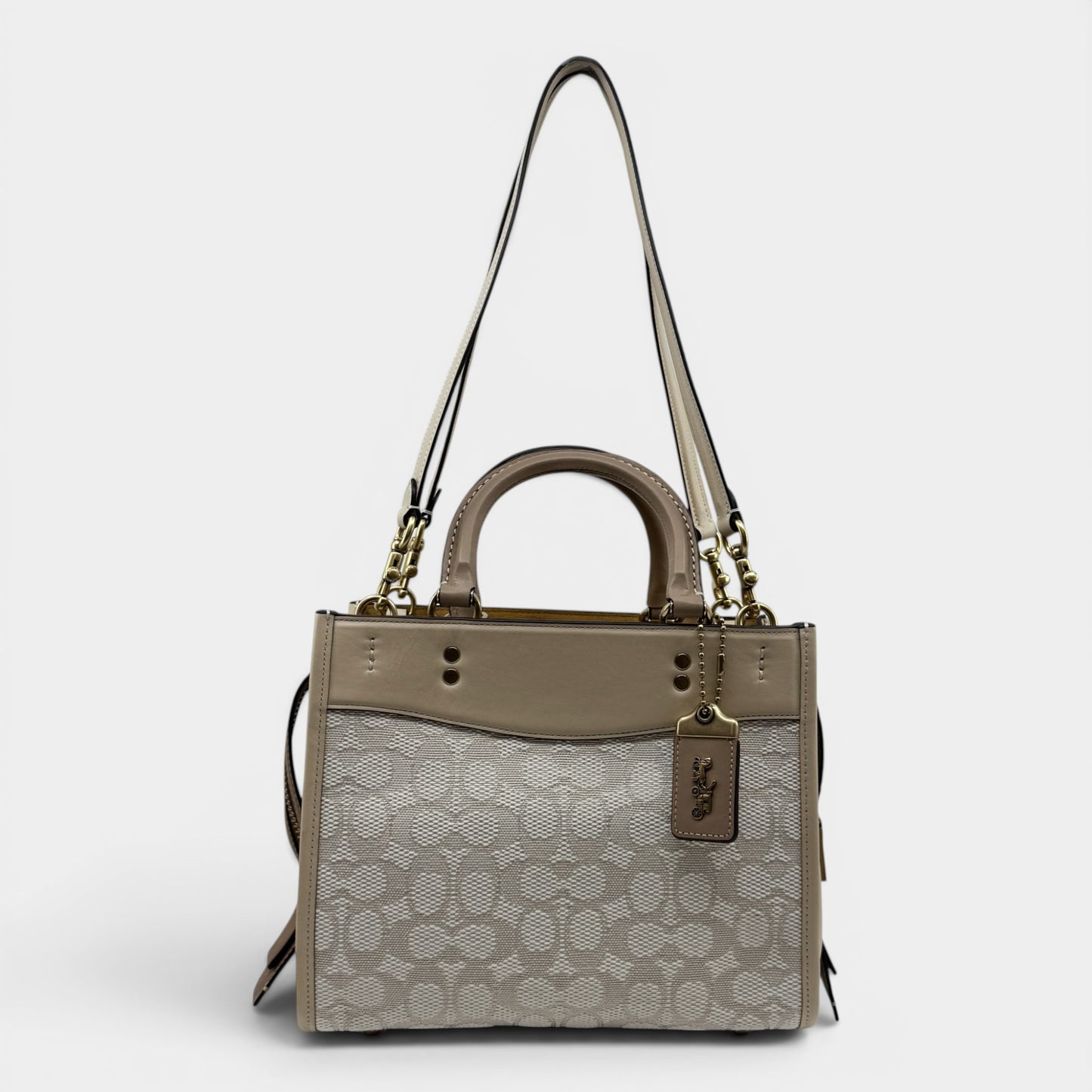 Coach Rogue 25 Jacquard Chalk Ivory Multi Satchel Crossbody Bag [CA302]