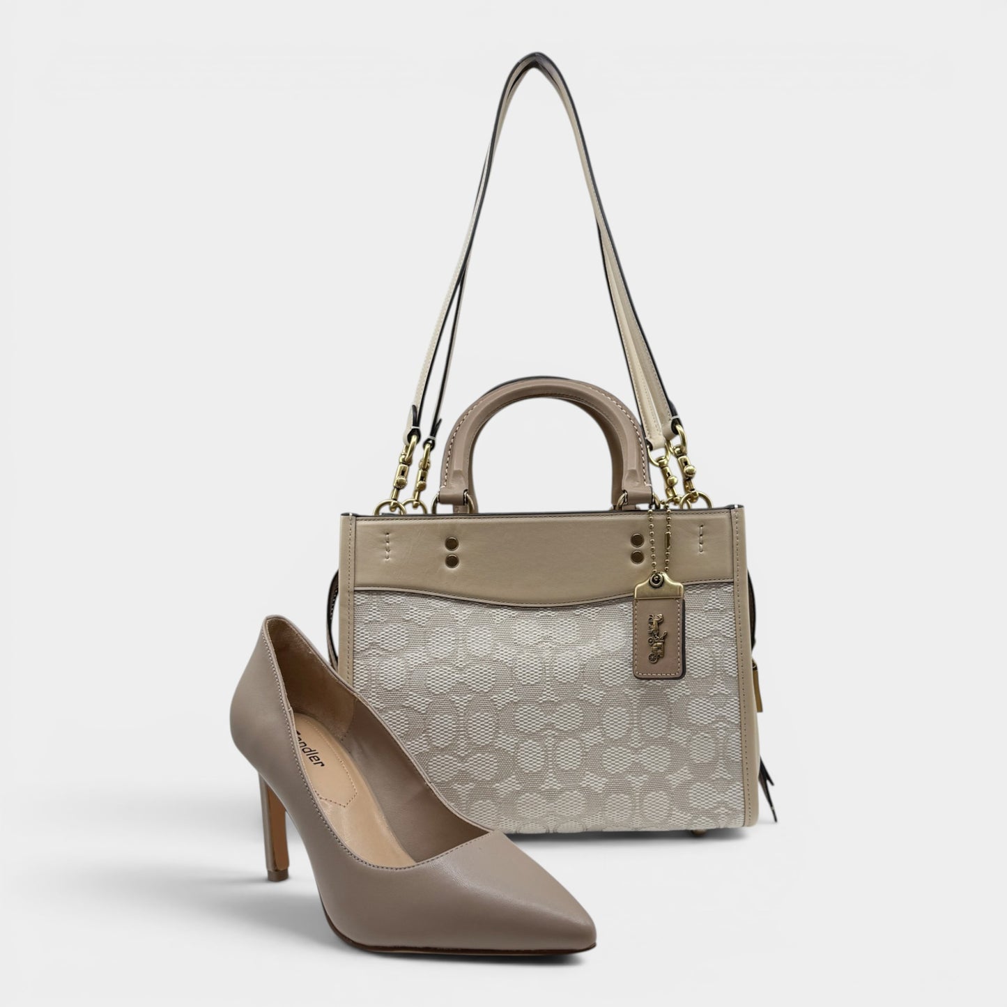Coach Rogue 25 Jacquard Chalk Ivory Multi Satchel Crossbody Bag [CA302]