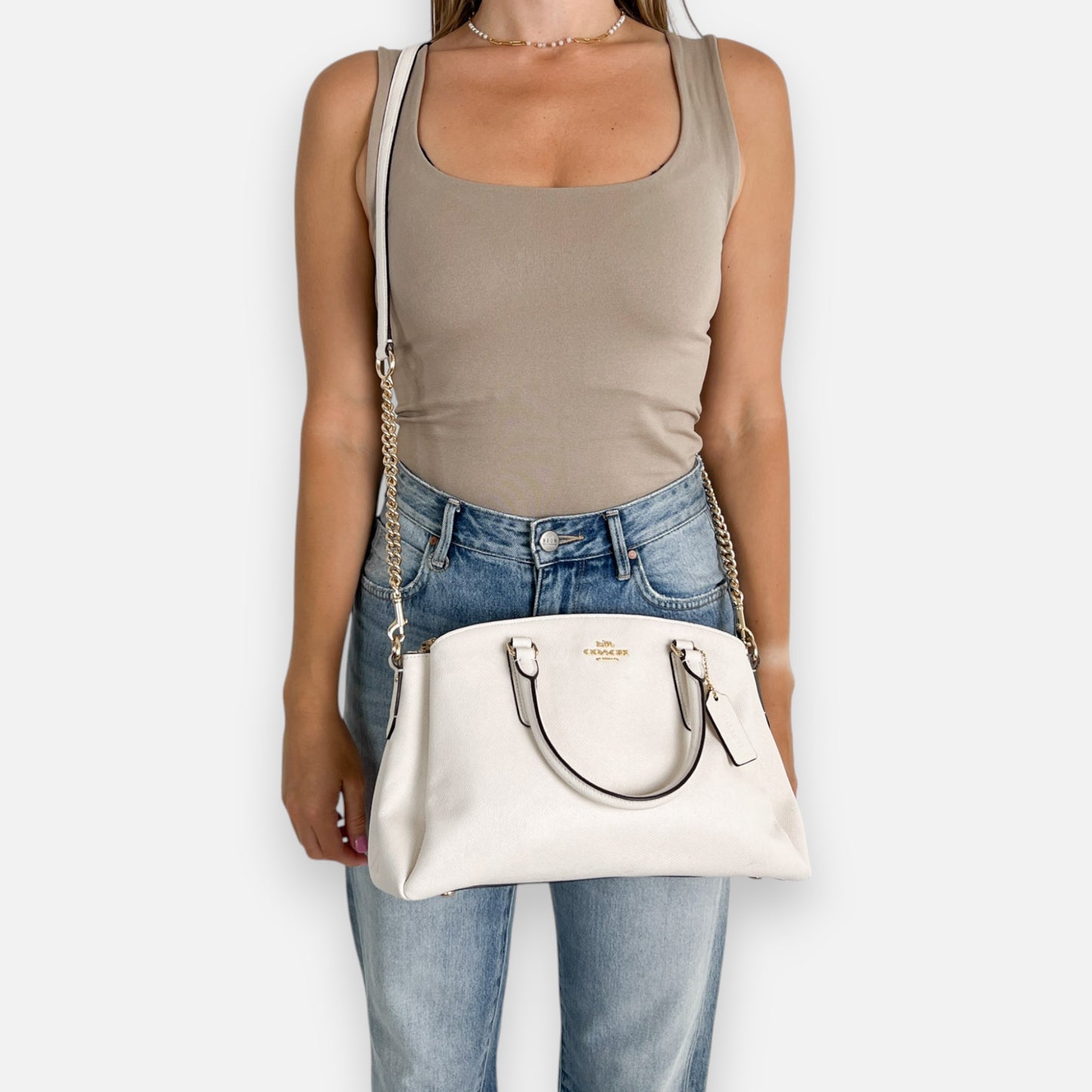 Coach Off-White Leather 'Sage Carryall' Shoulder & Crossbody Bag [F28976]