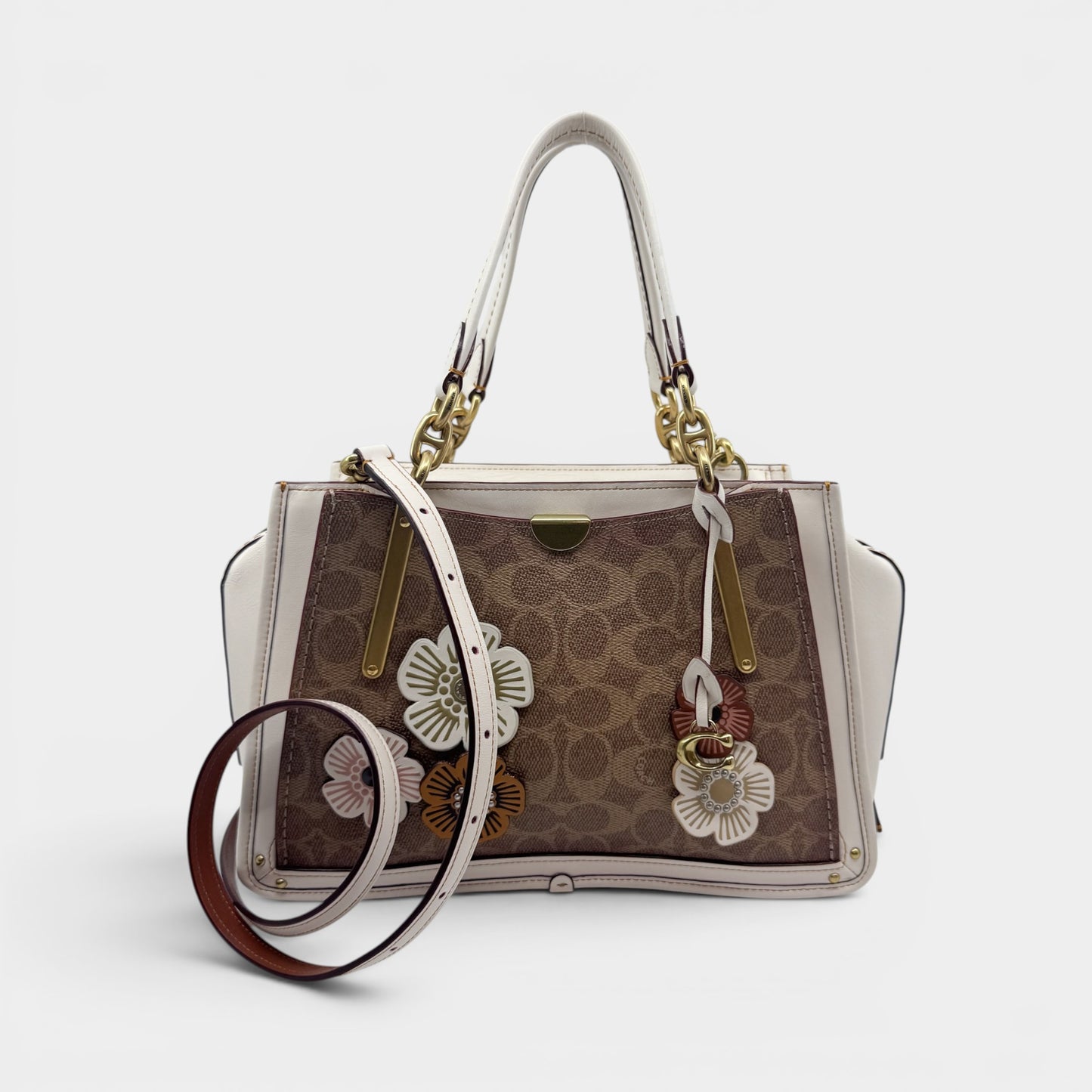 Coach Off White Pink Logo Tea Rose Top Handle Bag [54160]