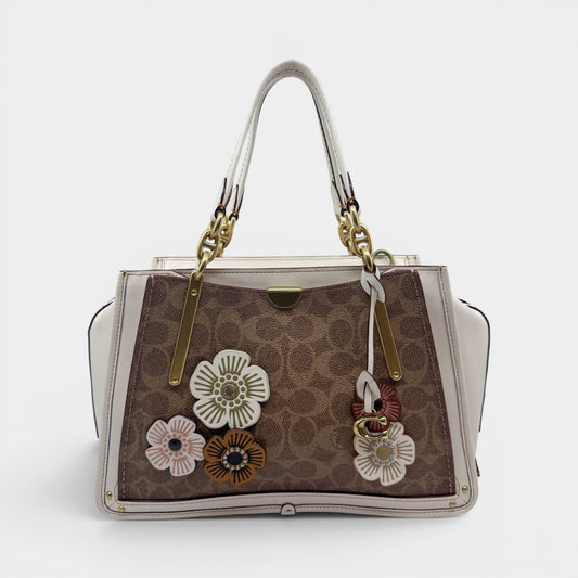 Coach Off White Pink Logo Tea Rose Top Handle Bag [54160]