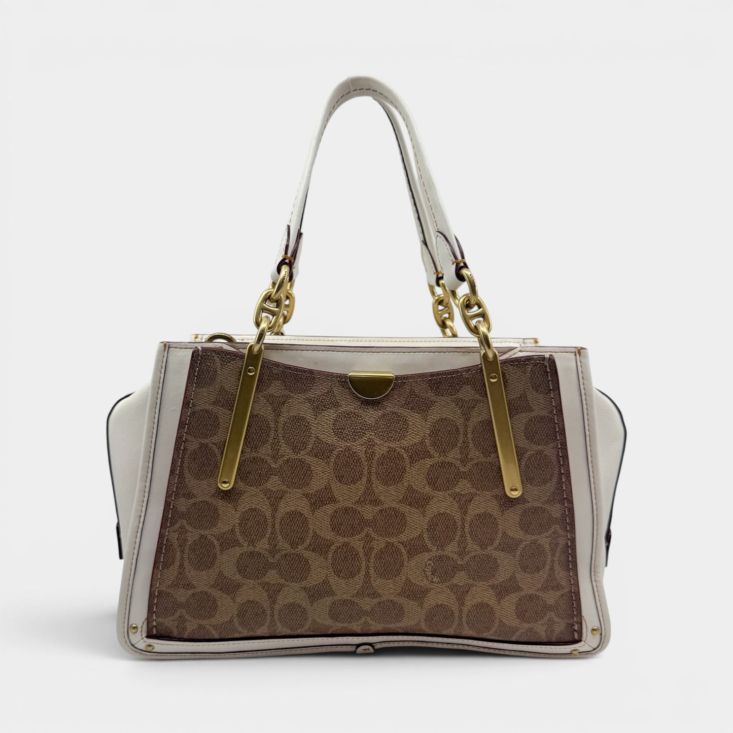 Coach Off White Pink Logo Tea Rose Top Handle Bag [54160]