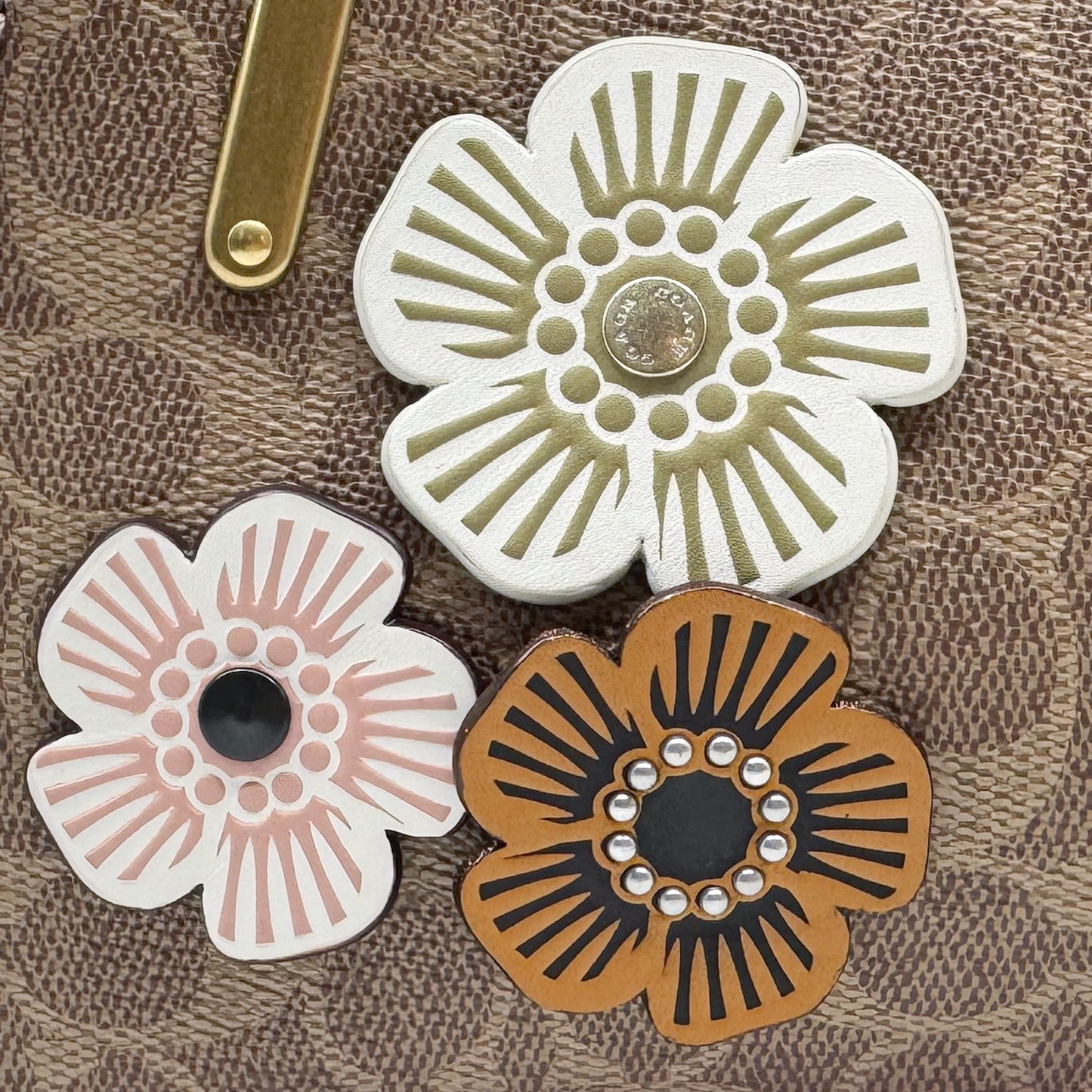 Coach Off White Pink Logo Tea Rose Top Handle Bag [54160]