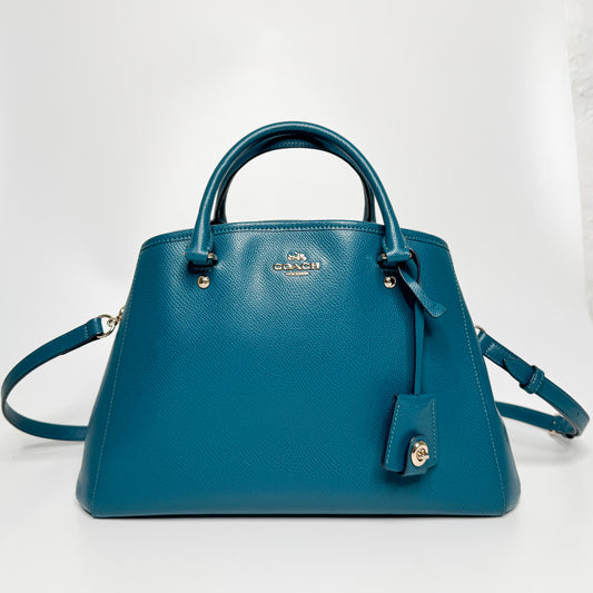 Coach Teal Blue-Green Leather Margot Carryall Top Handle Bag
