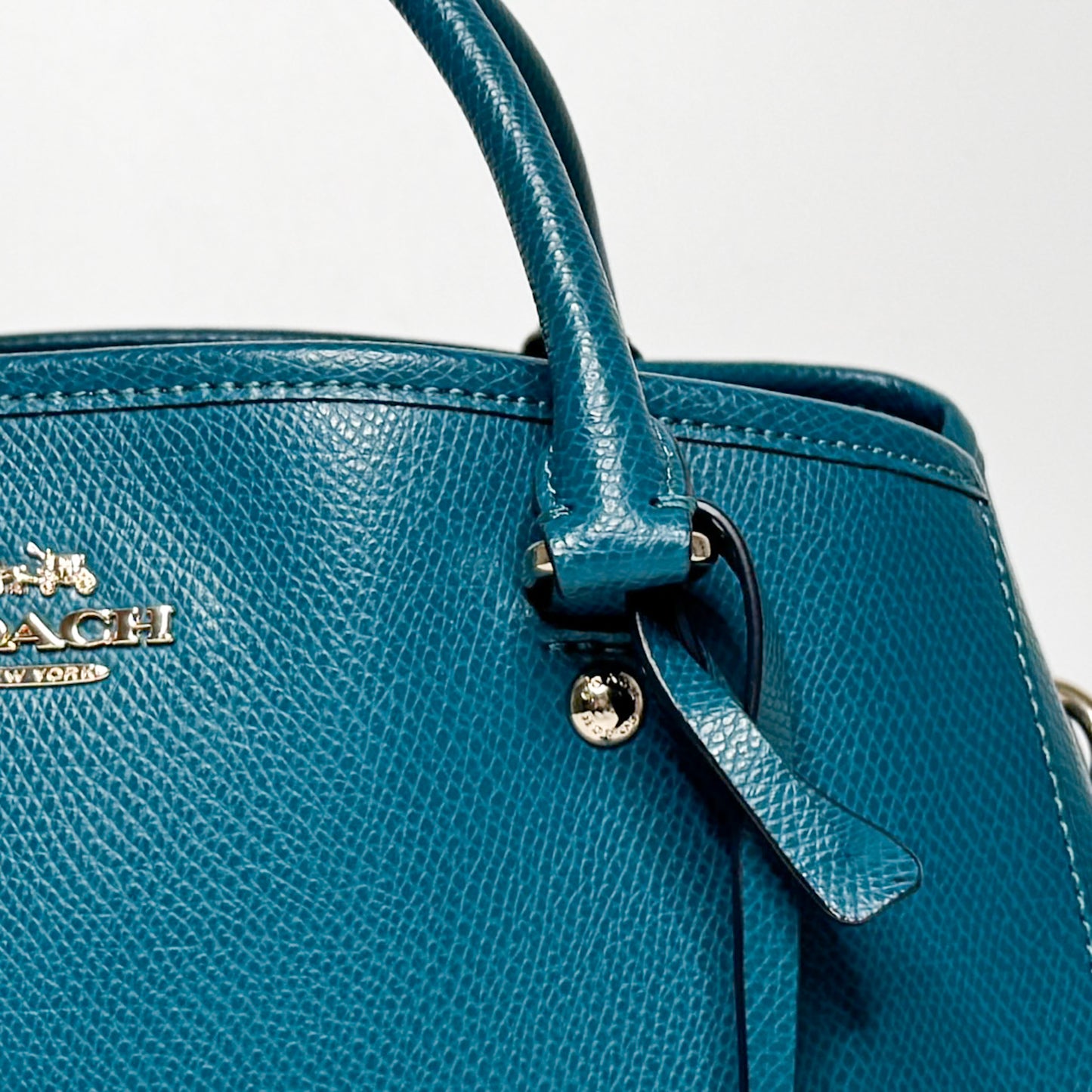 Coach Teal Blue-Green Leather Margot Carryall Top Handle Bag
