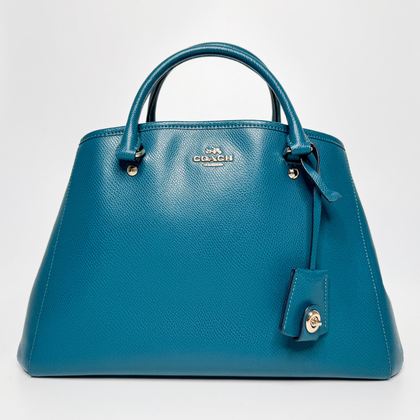 Coach Teal Blue-Green Leather Margot Carryall Top Handle Bag