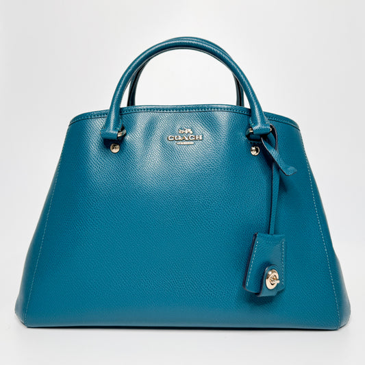 Coach Teal Blue-Green Leather Margot Carryall Top Handle Bag