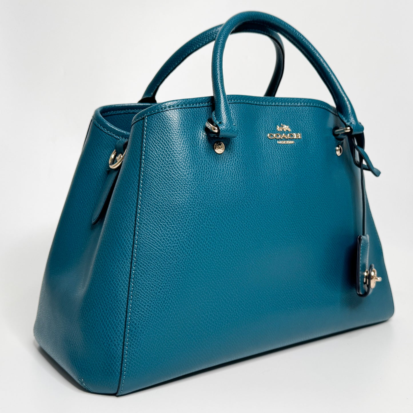 Coach Teal Blue-Green Leather Margot Carryall Top Handle Bag