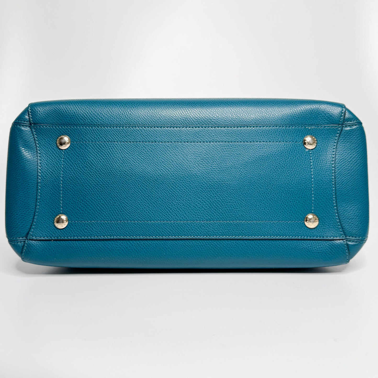 Coach Teal Blue-Green Leather Margot Carryall Top Handle Bag