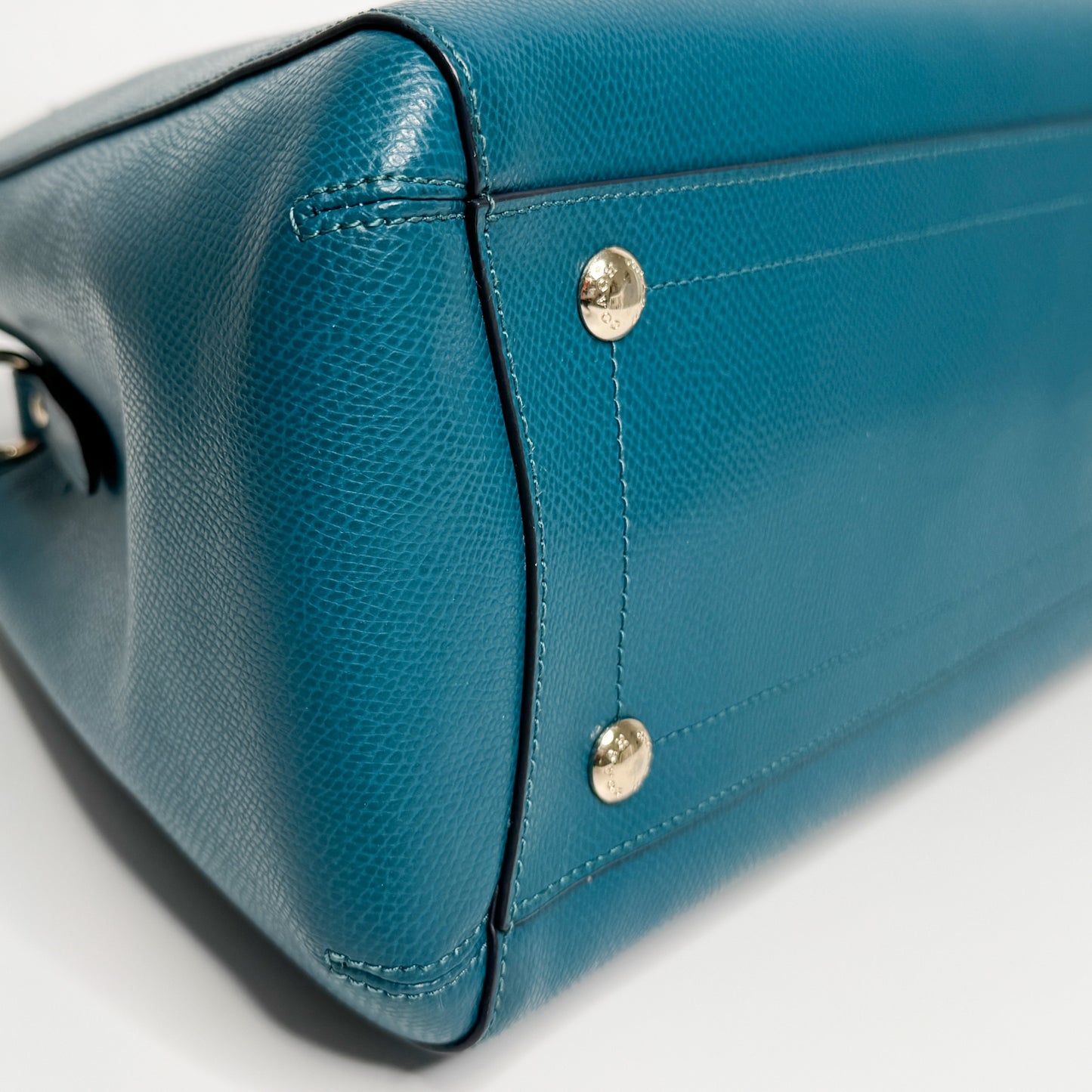 Coach Teal Blue-Green Leather Margot Carryall Top Handle Bag