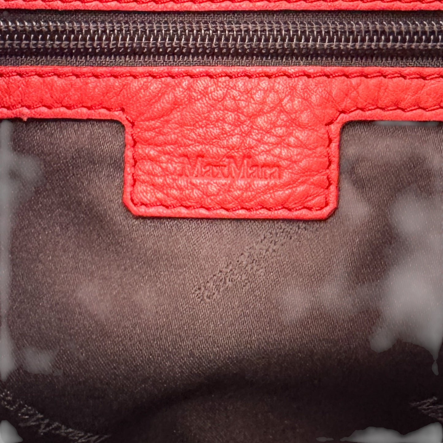 Max Mara Coral Red Leather Shoulder Tote Bag