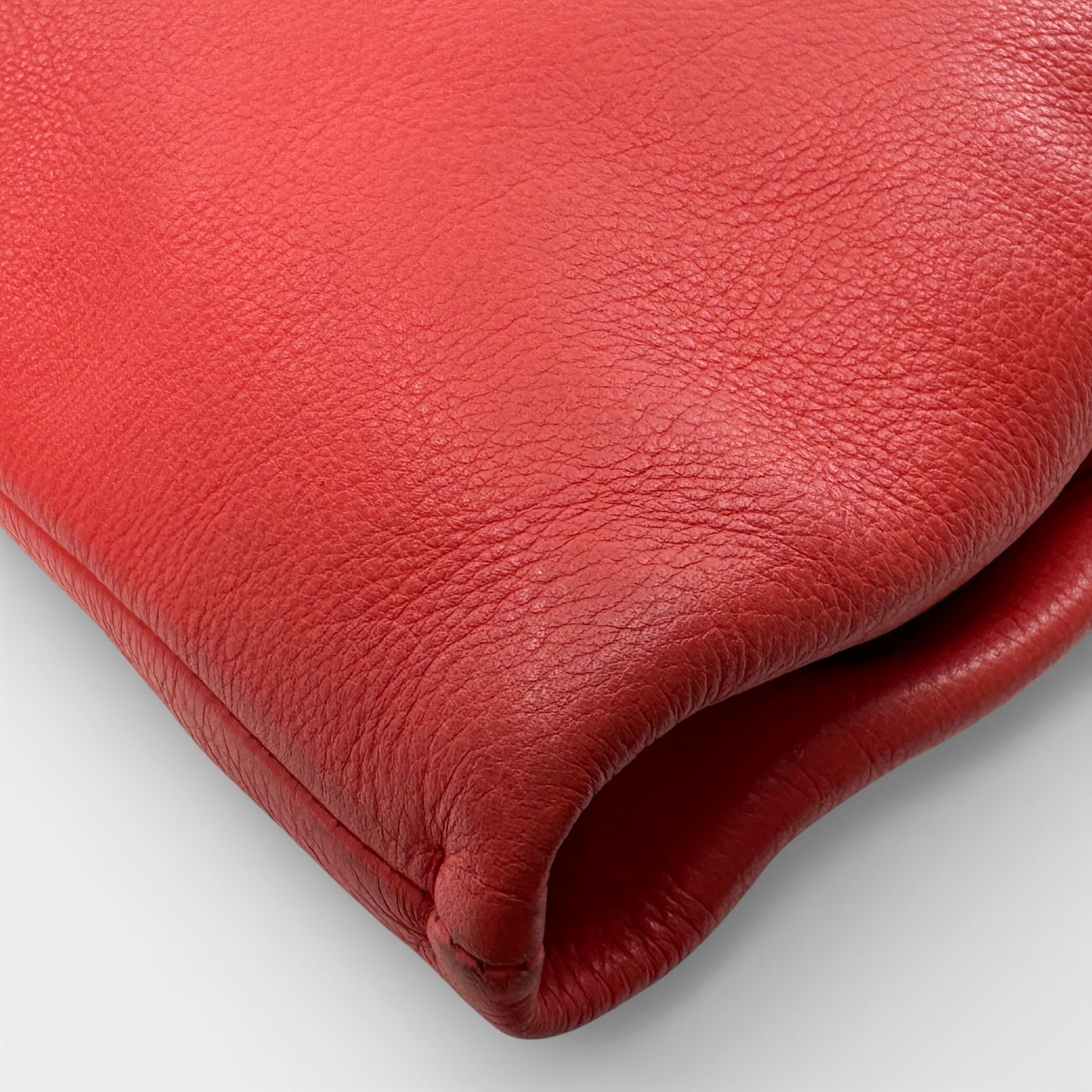 Max Mara Coral Red Leather Shoulder Tote Bag