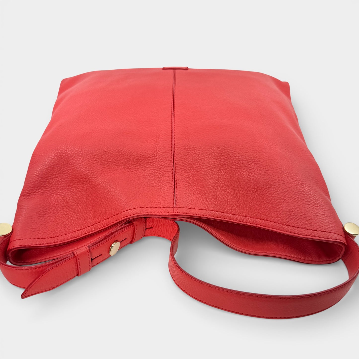 Max Mara Coral Red Leather Shoulder Tote Bag