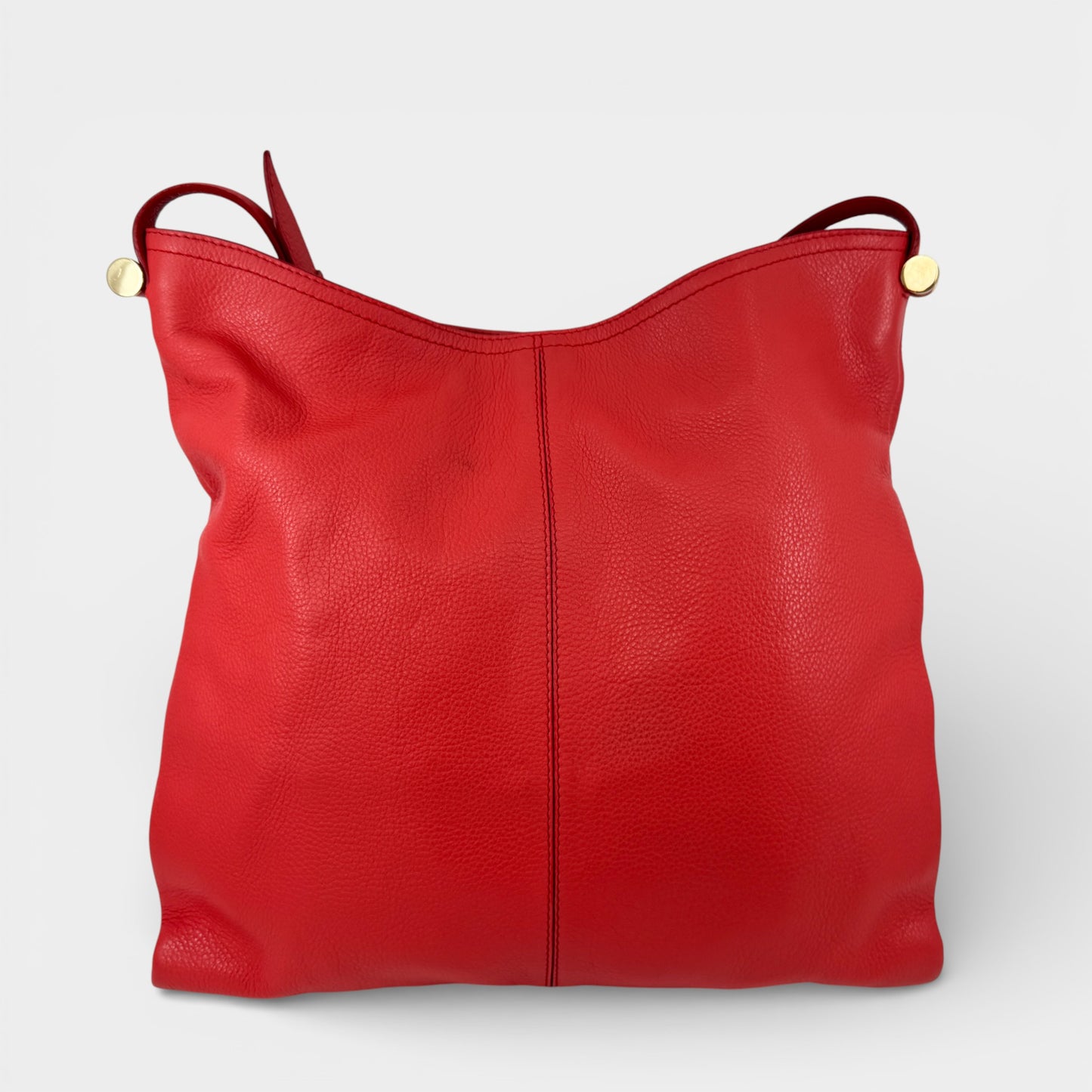Max Mara Coral Red Leather Shoulder Tote Bag