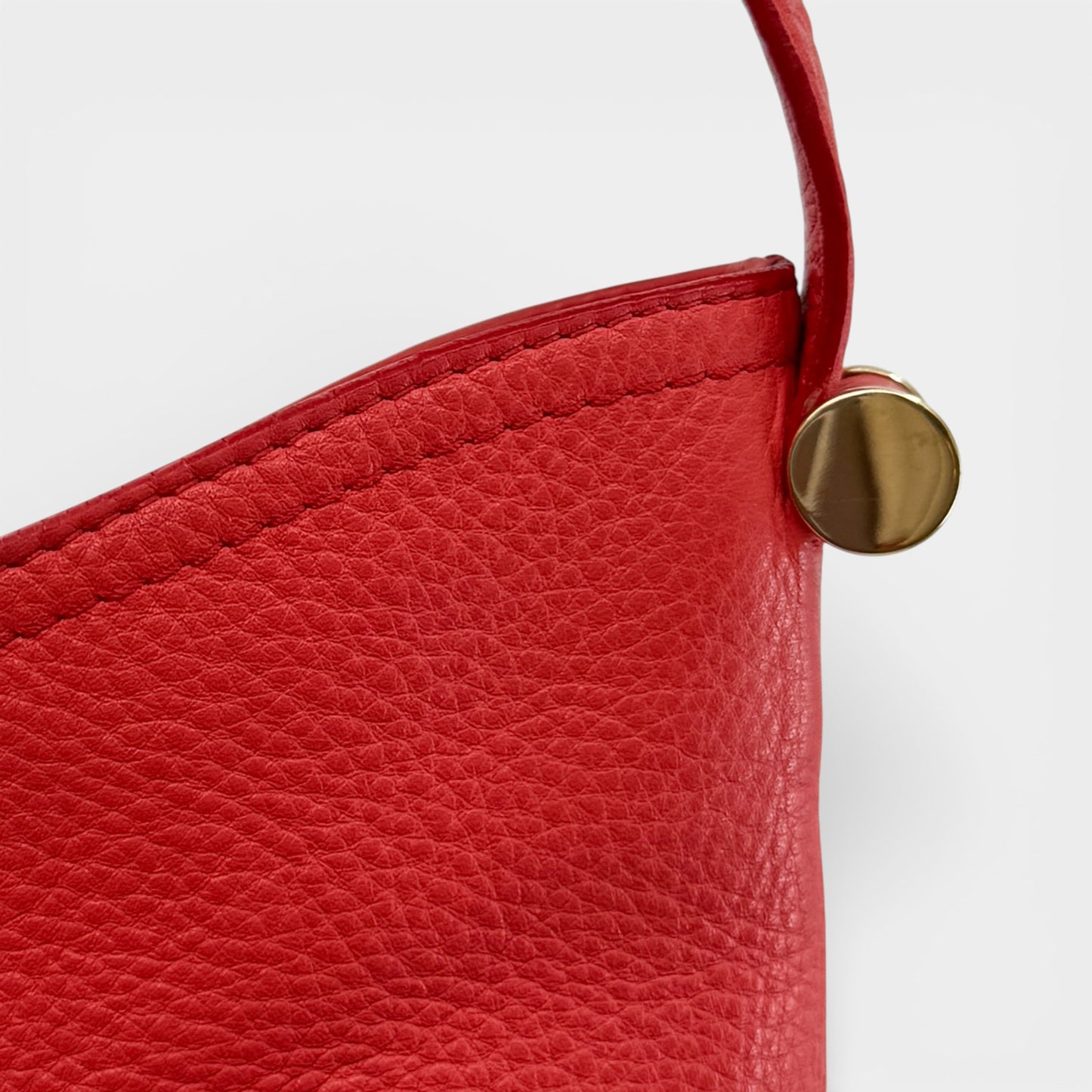 Max Mara Coral Red Leather Shoulder Tote Bag