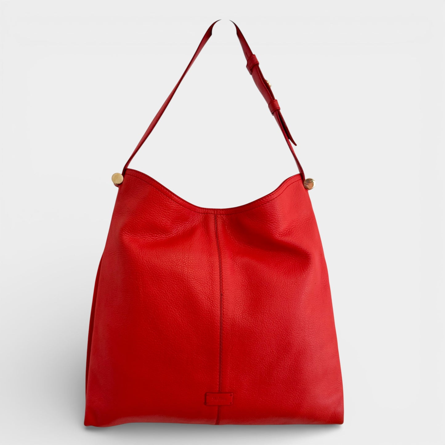 Max Mara Coral Red Leather Shoulder Tote Bag