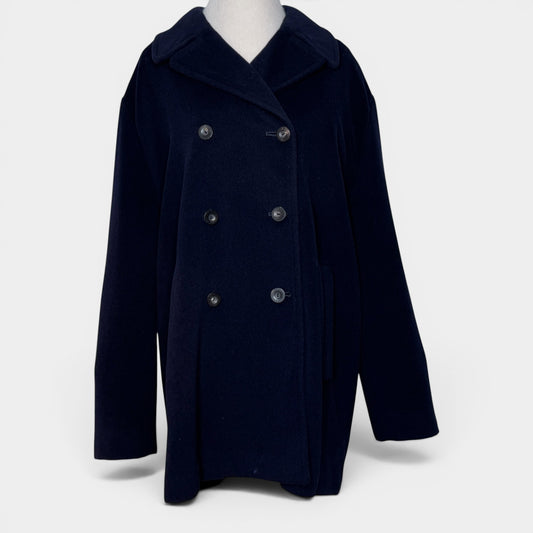 Country Road Navy Blue Wool Coat Large ~ AU12-14 [Vintage]