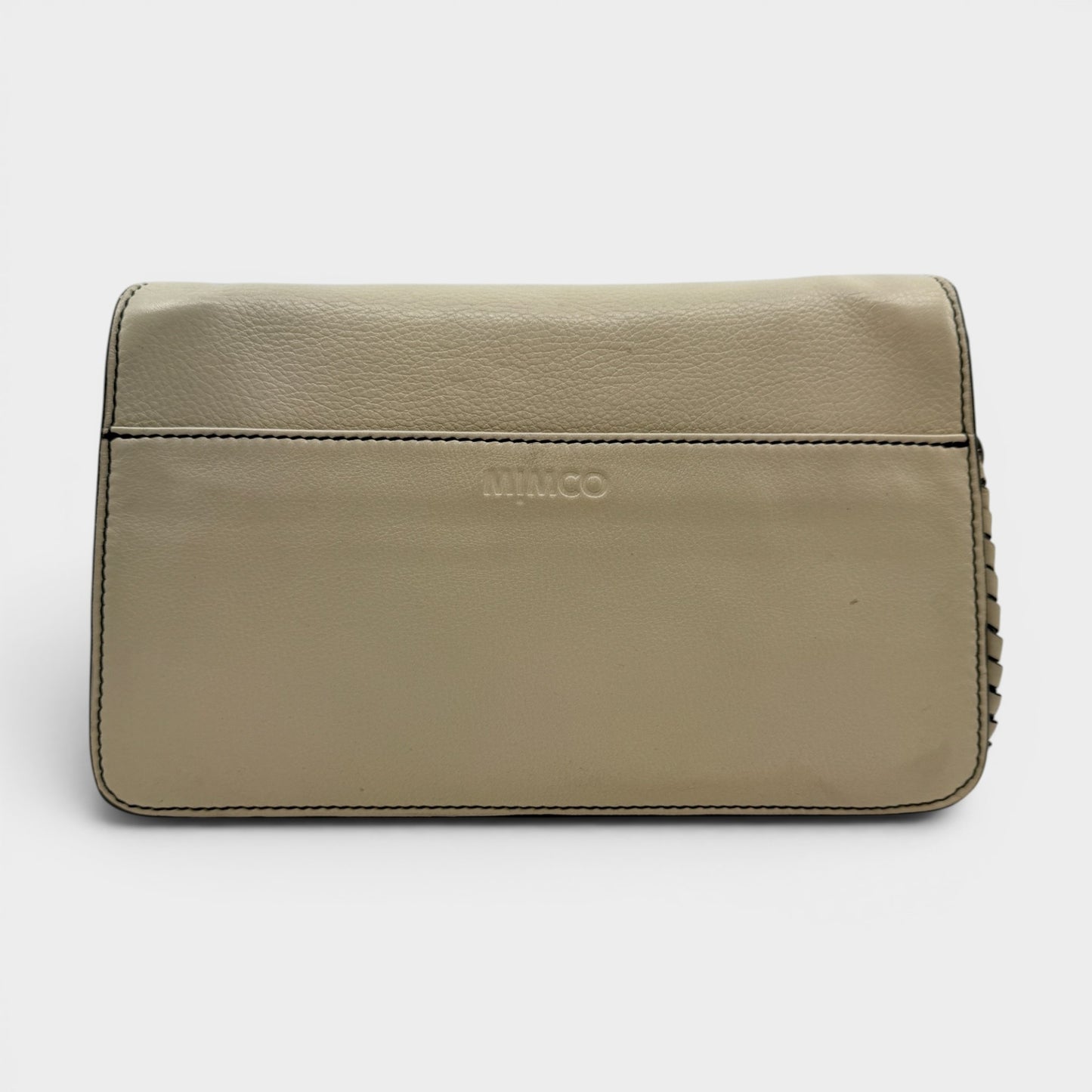 Mimco Ivory Cream & Snake Leather Turnlock Shoulder Bag [Vintage]