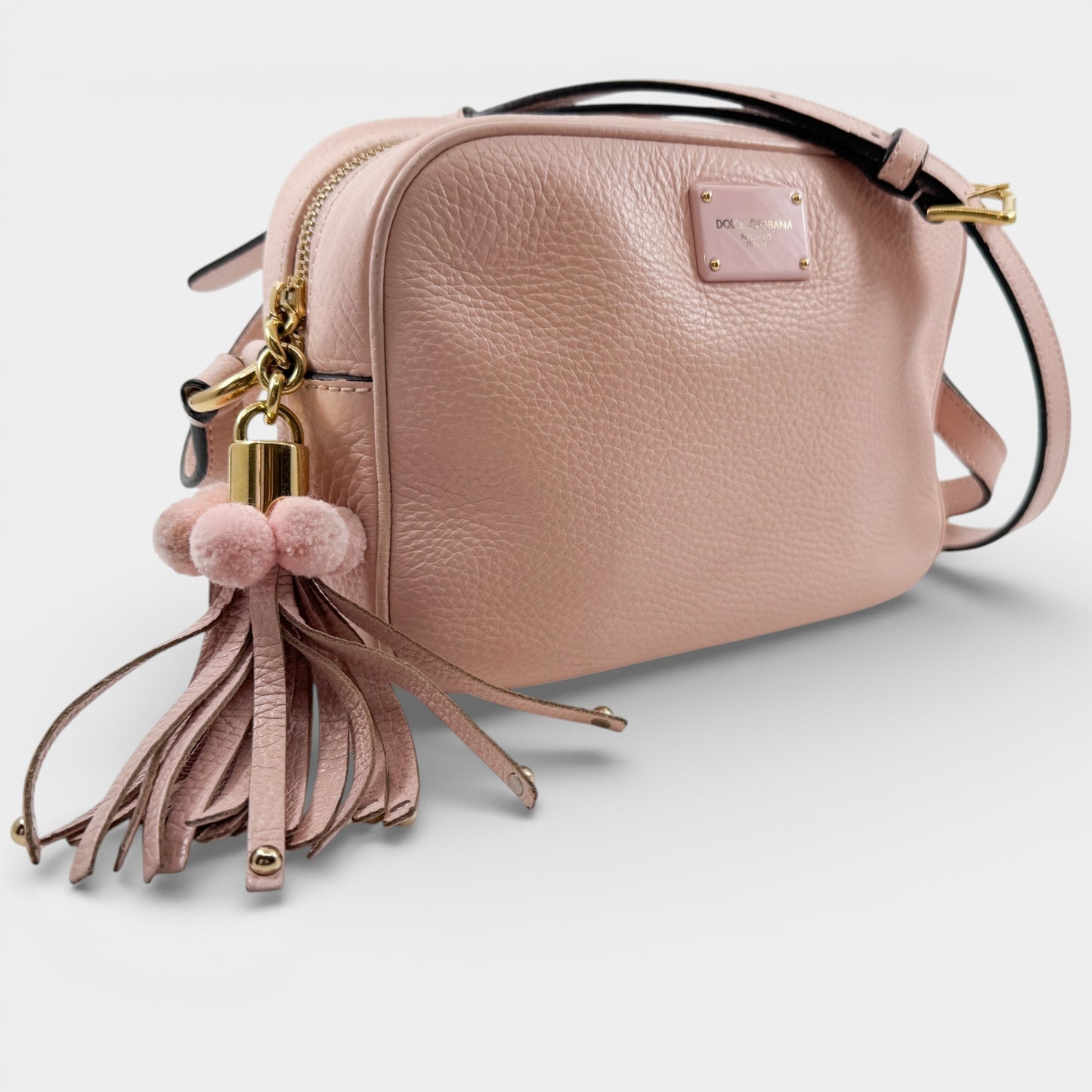 Dolce & Gabbana GLAM Pink Leather Tassel Crossbody Bag
