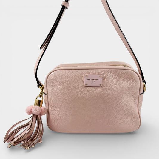 Dolce & Gabbana GLAM Pink Leather Tassel Crossbody Bag
