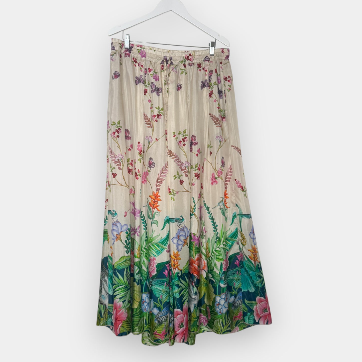 Johnny Was Multicolour Silk D’Amour Print Arya Pants Large [NEW]