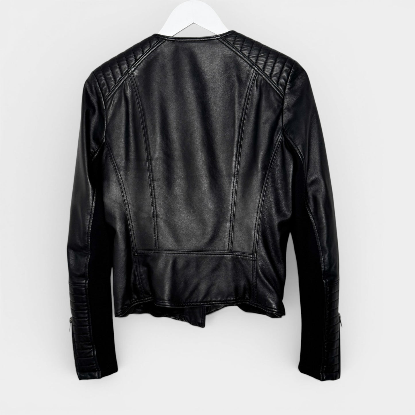 Decjuba Black Leather Quilted Biker Jacket AU10