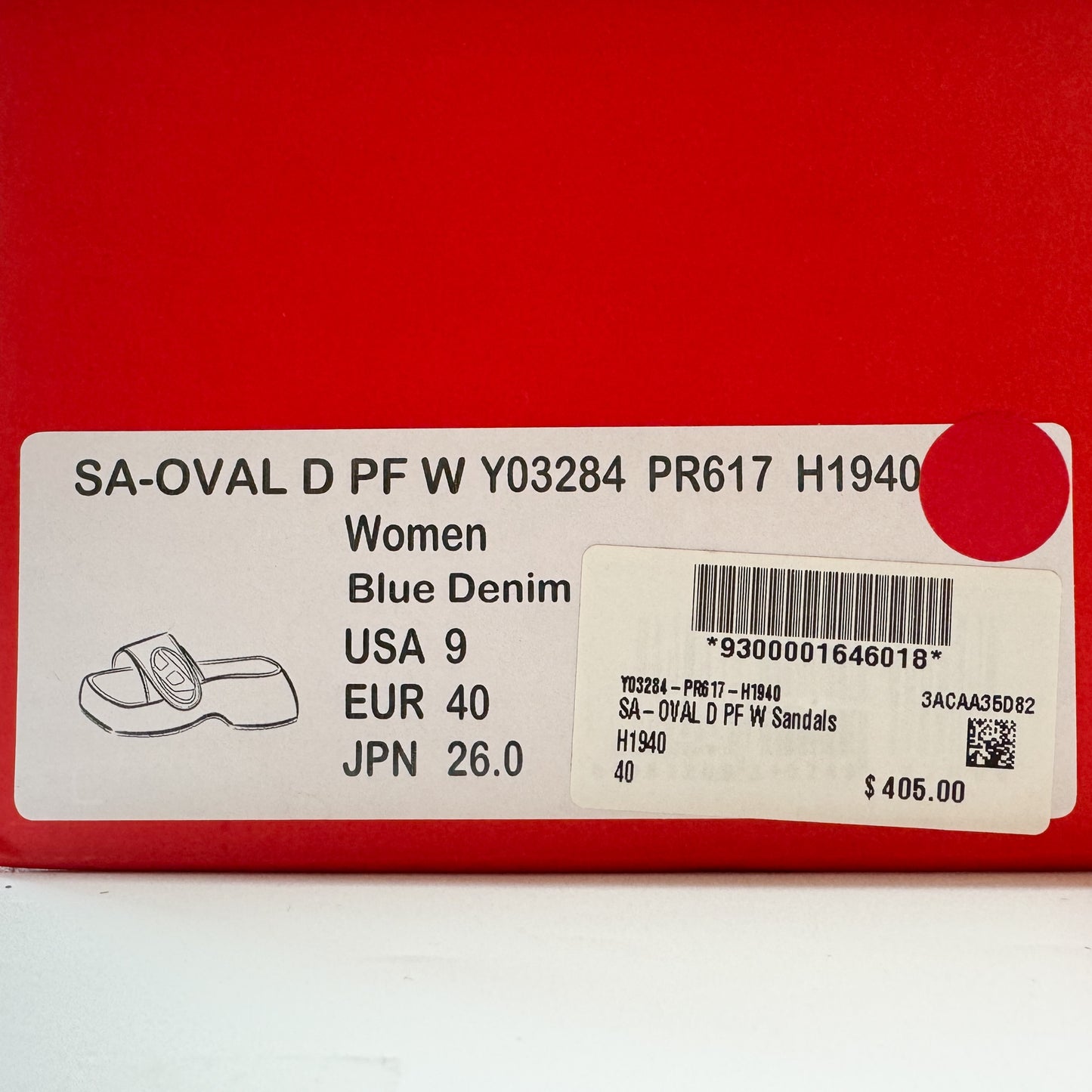 Diesel Blue Denim SA-OVAL Heeled Slide Sandals EU40 ~ AU9 [NEW]