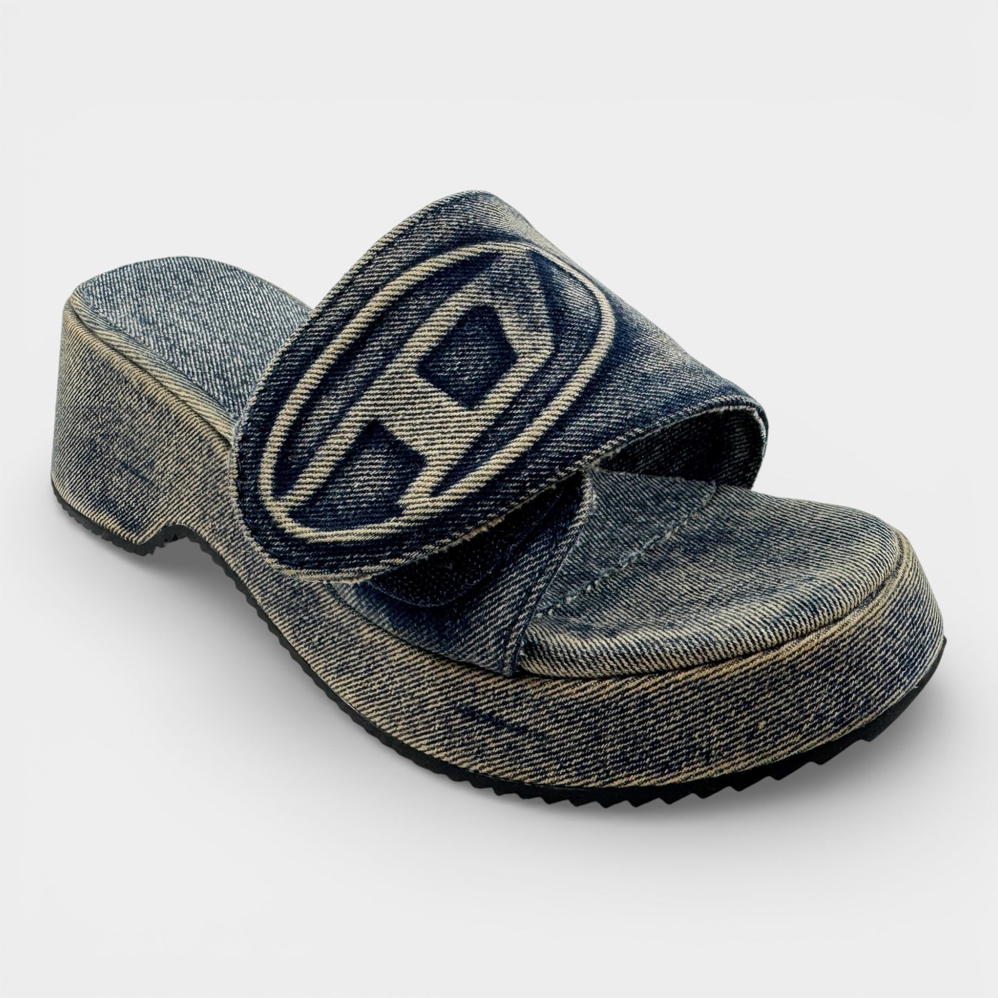Diesel Blue Denim SA-OVAL Heeled Slide Sandals EU40 ~ AU9 [NEW]