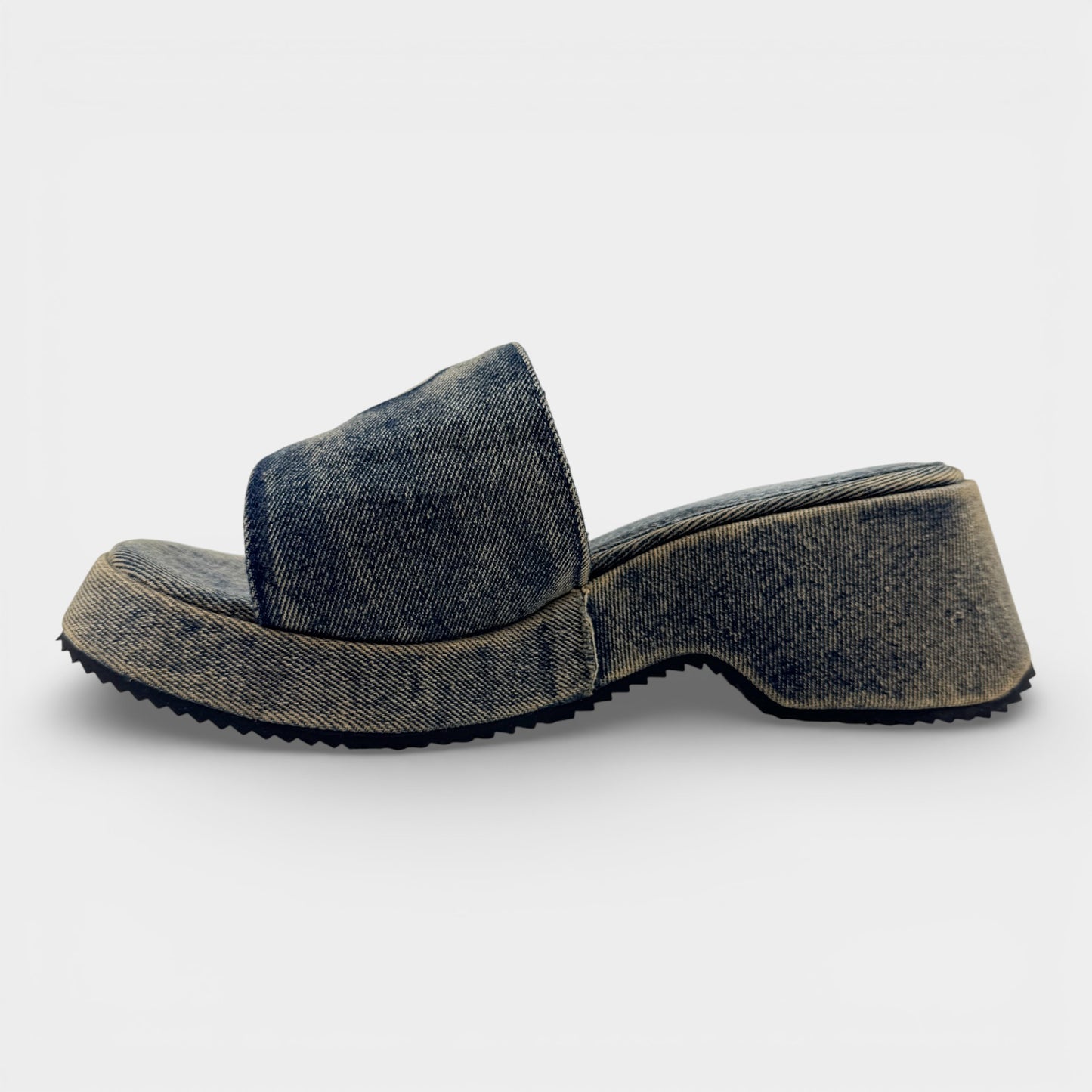 Diesel Blue Denim SA-OVAL Heeled Slide Sandals EU40 ~ AU9 [NEW]