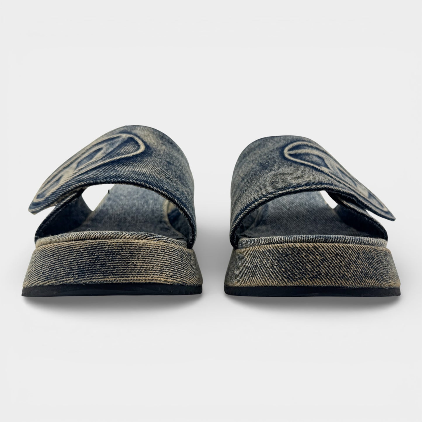 Diesel Blue Denim SA-OVAL Heeled Slide Sandals EU40 ~ AU9 [NEW]