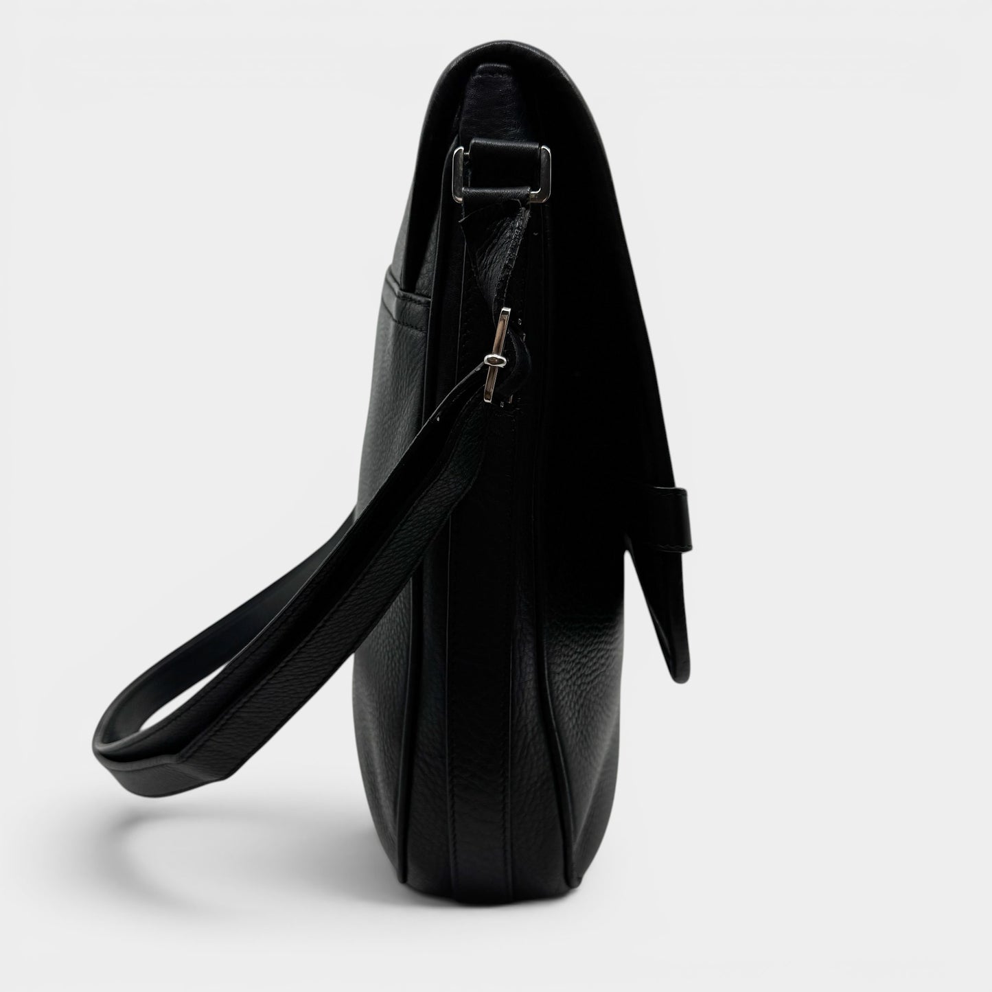 Christian Dior CD Black Leather Messenger Crossbody Bag
