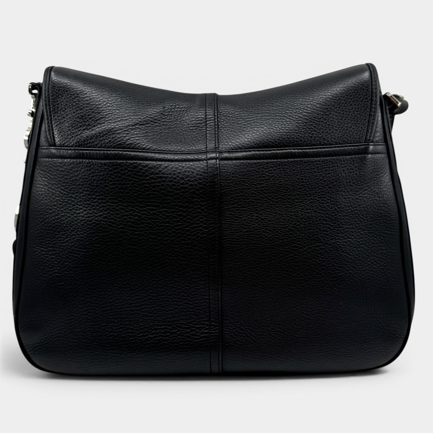 Christian Dior CD Black Leather Messenger Crossbody Bag