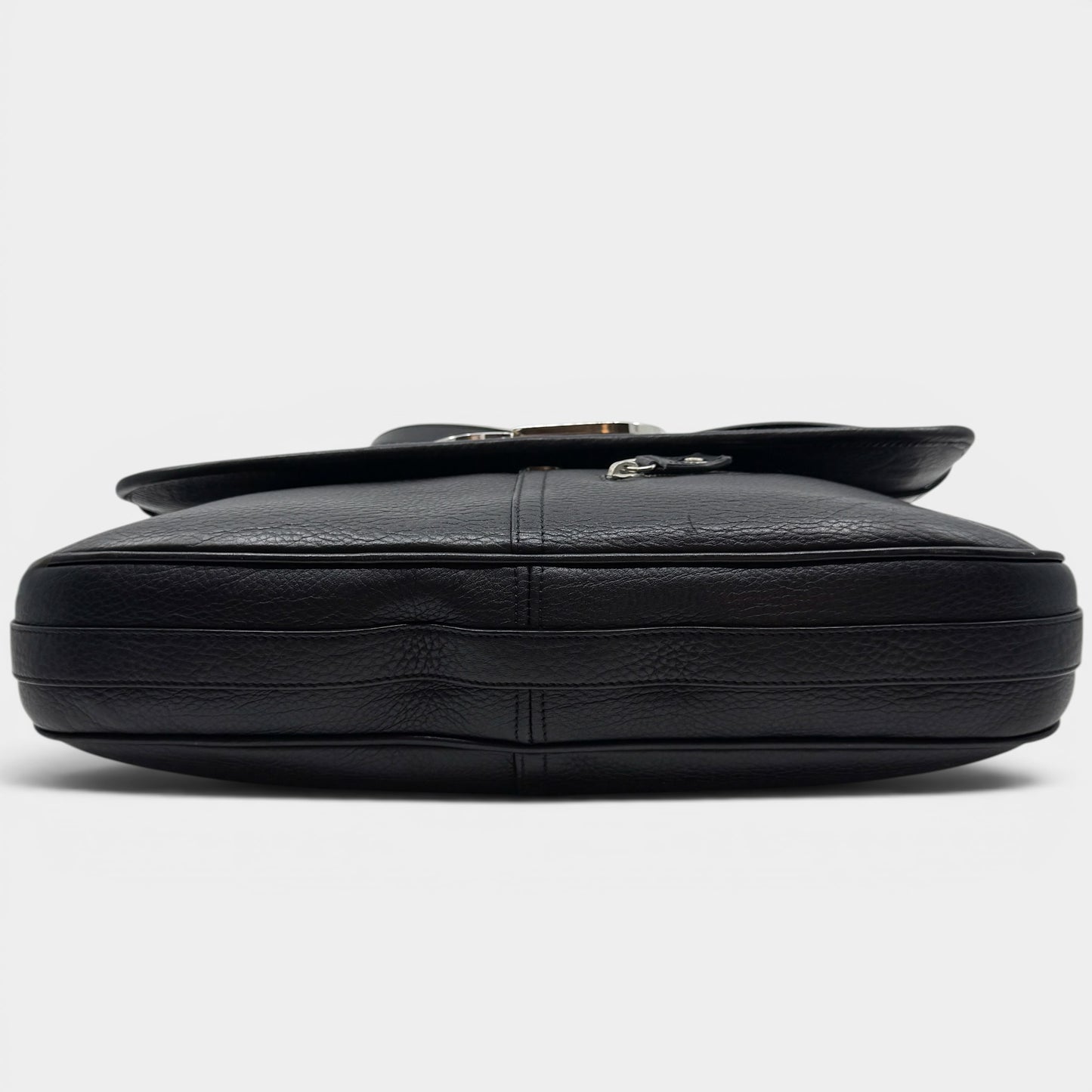Christian Dior CD Black Leather Messenger Crossbody Bag