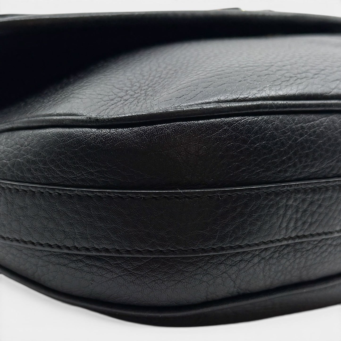 Christian Dior CD Black Leather Messenger Crossbody Bag