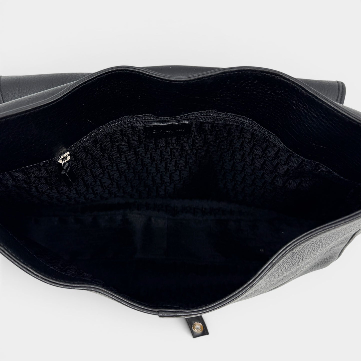 Christian Dior CD Black Leather Messenger Crossbody Bag