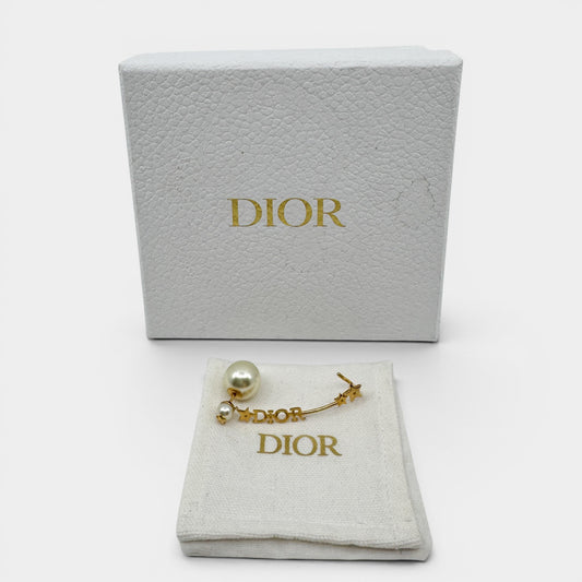 Christian Dior Faux Pearl & Star Single Ear Crawler Cuff Earring