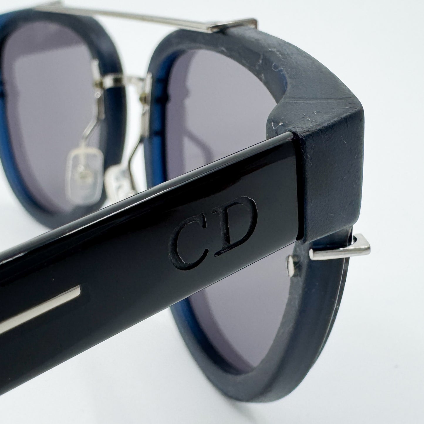 Dior Homme Black & Blue Lens Round Sunglasses Mens [1435]