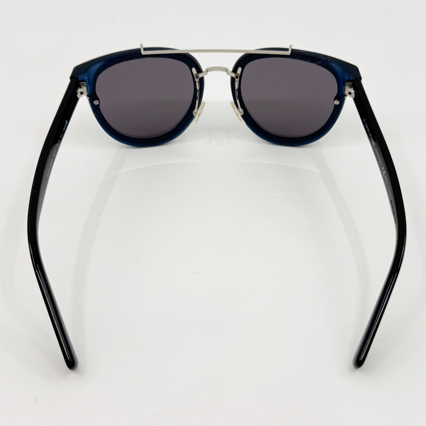 Dior Homme Black & Blue Lens Round Sunglasses Mens [1435]