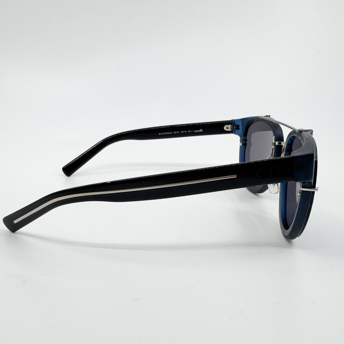 Dior Homme Black & Blue Lens Round Sunglasses Mens [1435]