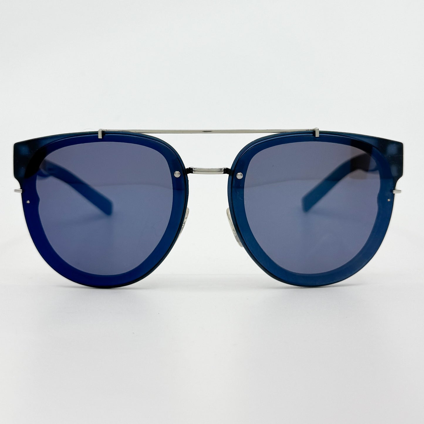 Dior Homme Black & Blue Lens Round Sunglasses Mens [1435]