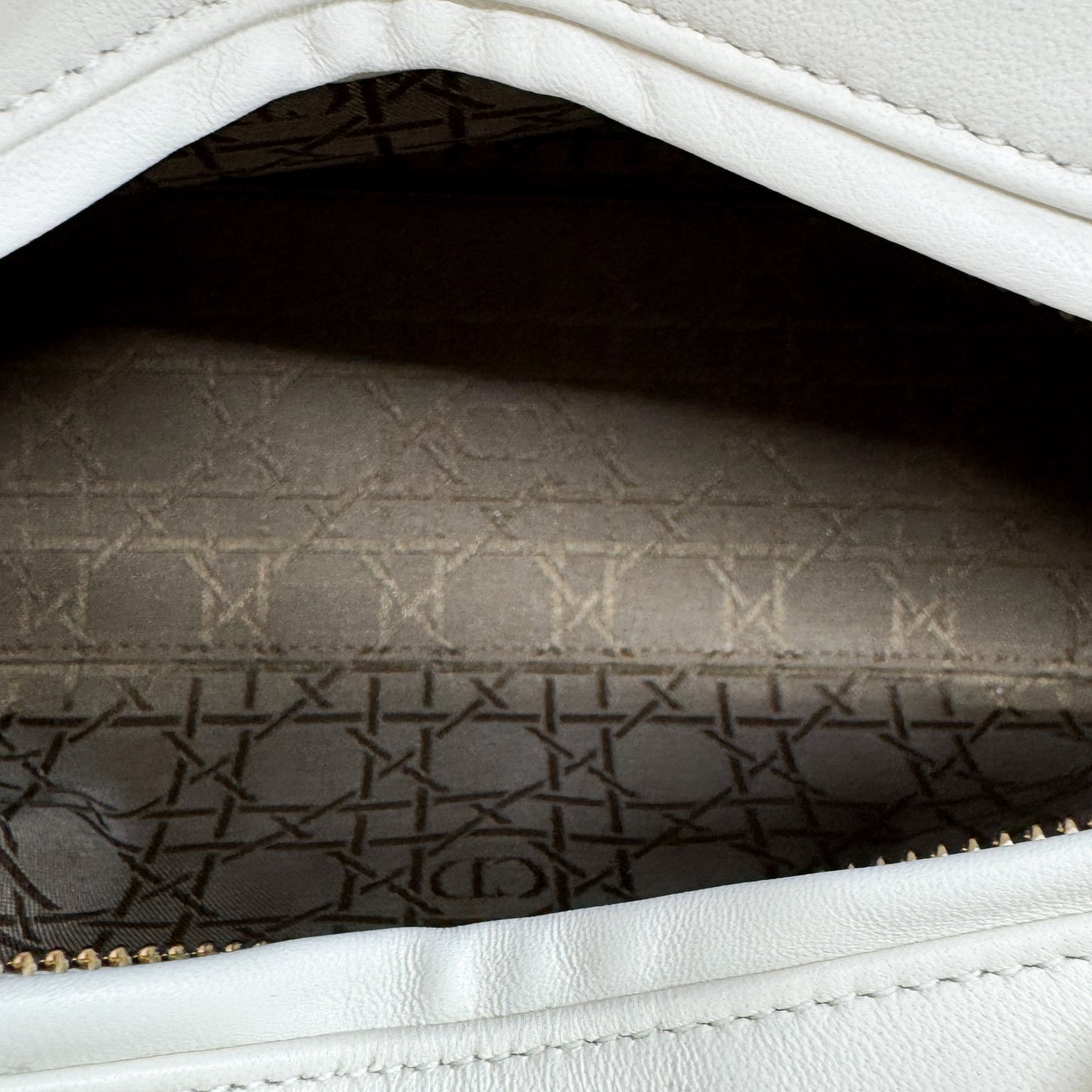 Christian Dior Creamy White Quilted Leather Medium Lady Dior Bag