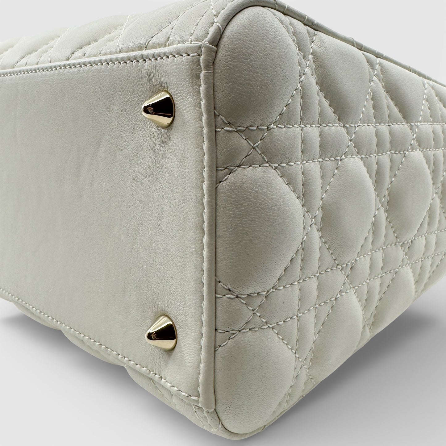 Christian Dior Creamy White Quilted Leather Medium Lady Dior Bag