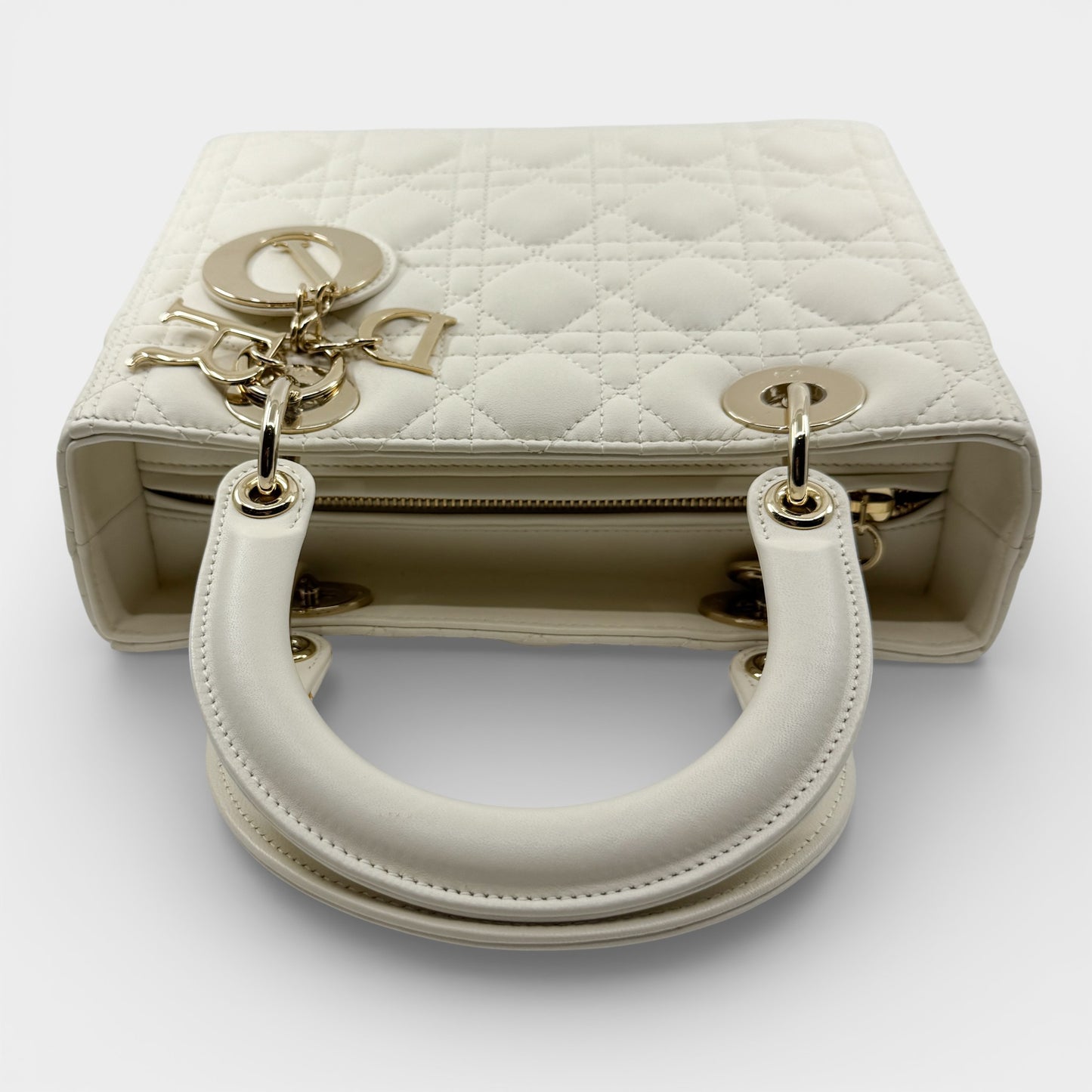 Christian Dior Creamy White Quilted Leather Medium Lady Dior Bag