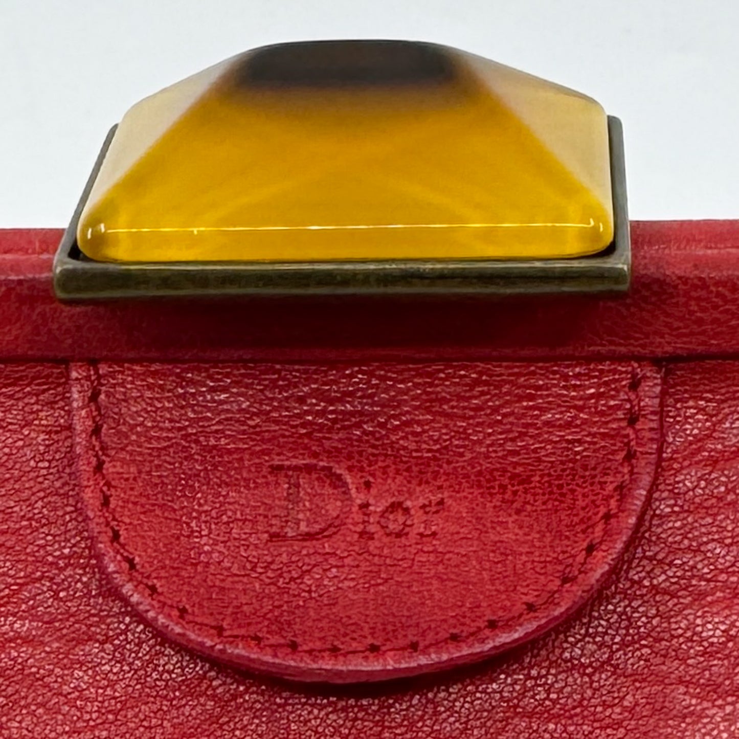 Christian Dior Vintage Red Pleated Leather Galliano Plissé Clutch Bag